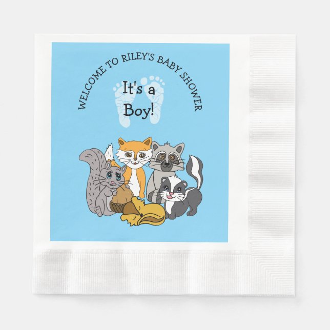 Serviette En Papier Baby Shower Thème Bois pour Garçon   (Devant)