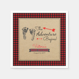 Serviette En Papier Baby Shower Thème Bûcheron Carreaux de Buffalo