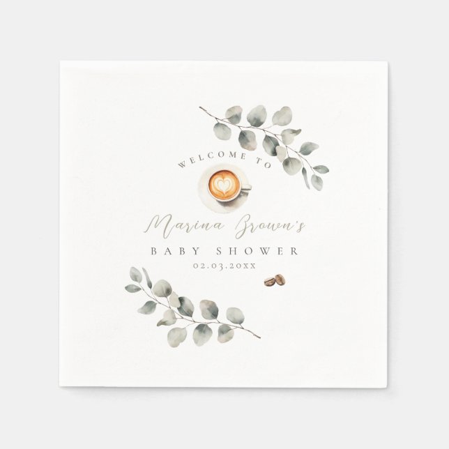 Serviette En Papier Baby shower thème caféine  (Devant)