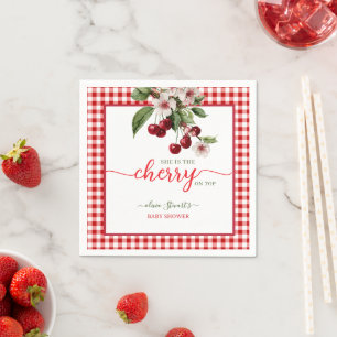 Serviette En Papier Baby shower thème carreaux d'été Cerise