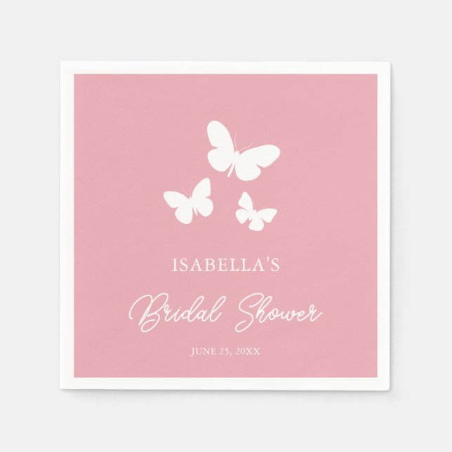 Serviette En Papier Baby Shower Thème Papillons Roses (Devant)