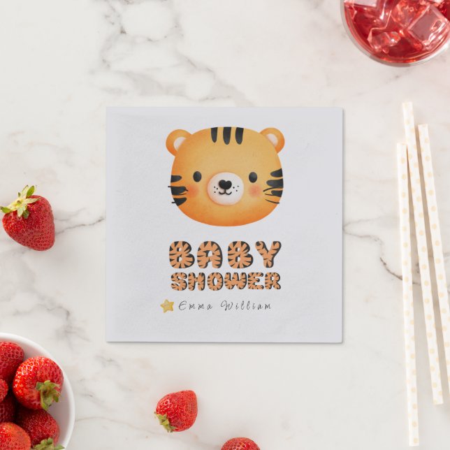 SERVIETTE EN PAPIER BABY SHOWER TIGER STAR (En situation)