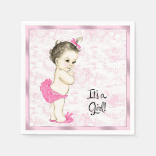 Serviette En Papier Baby Shower Toile Rose