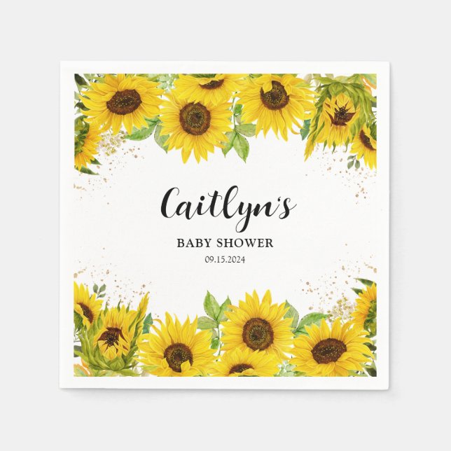 Serviette En Papier Baby shower tournesol (Devant)
