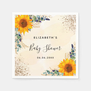 Serviette En Papier Baby shower tournesol eucalyptus parties scintilla