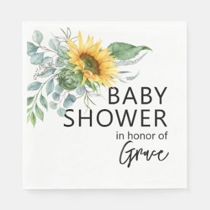 Serviette En Papier Baby Shower Tournesol Eucalyptus Plus Vert
