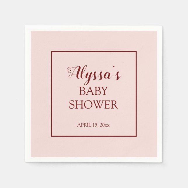 Serviette En Papier Baby shower traditionnel Bourgogne rose rousse (Devant)