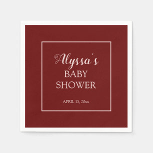 Serviette En Papier Baby Shower Traditionnel Rose Pâle et Bourgogne