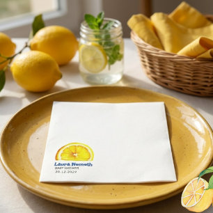 Serviette En Papier Baby-Shower Tranche de Citron à l'Aquarelle