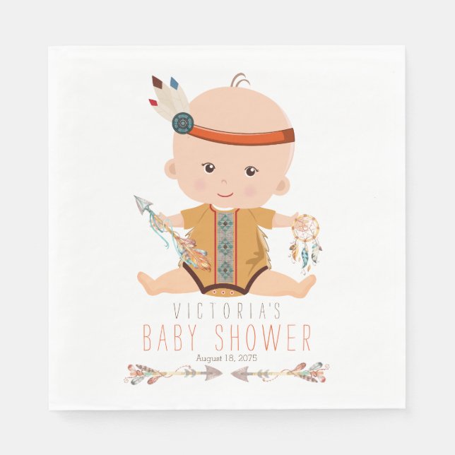 Serviette En Papier Baby shower tribal Boho Napkins (Devant)