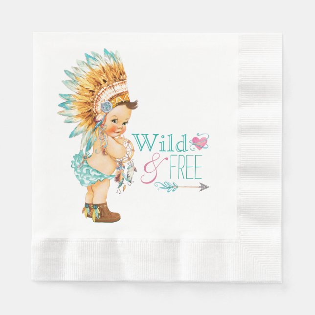 Serviette En Papier Baby shower tribal de filles (Devant)