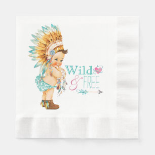 Serviette En Papier Baby Shower Tribal Filles