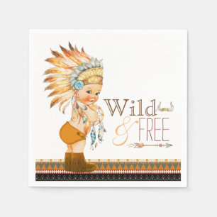 Serviette En Papier Baby Shower Tribal Sauvage et Libre Garçon