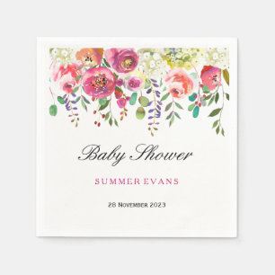 Serviette En Papier Baby shower tropical de la Pêche rose printanière