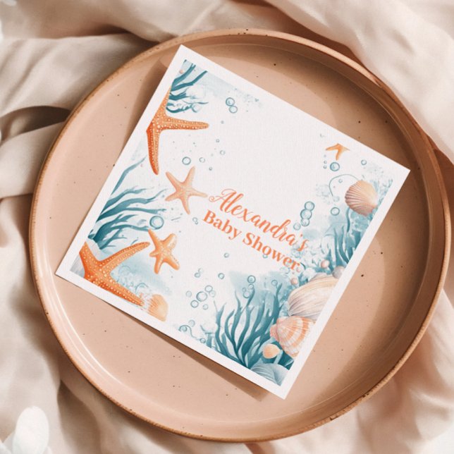 Serviette En Papier Baby shower Tropical Summer Beach Starfish (Créateur téléchargé)