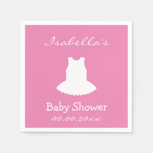 Serviette En Papier Baby shower tutu ballerine rose personnalisée serv (Devant)