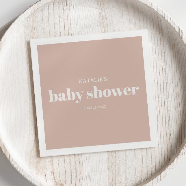 Serviette En Papier Baby-Shower Typographie en grès rose (Créateur téléchargé)