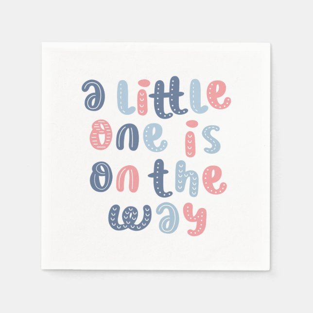 Serviette En Papier baby shower "Un petit est en route" (Devant)