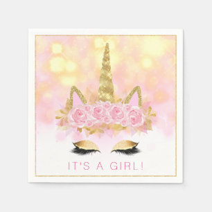 Serviette En Papier Baby shower Unicorne serviettes rose or Unicorne v