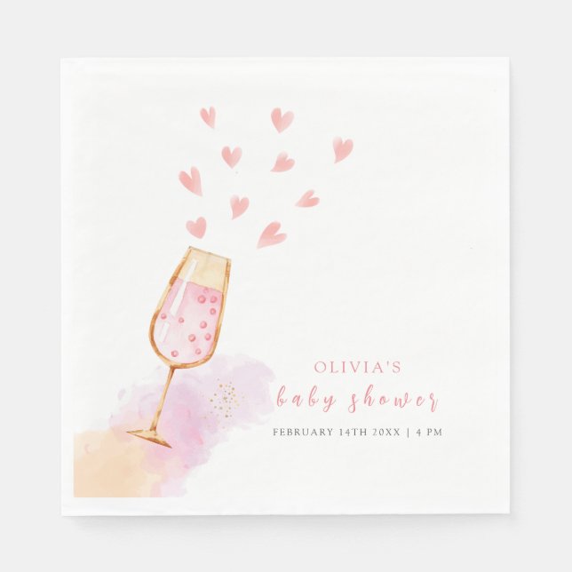 Serviette En Papier Baby shower Valentines de Champagne Roses (Devant)