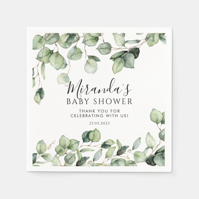 Serviette En Papier Baby shower verdoyant serviettes Eucalyptus Botani (Devant)