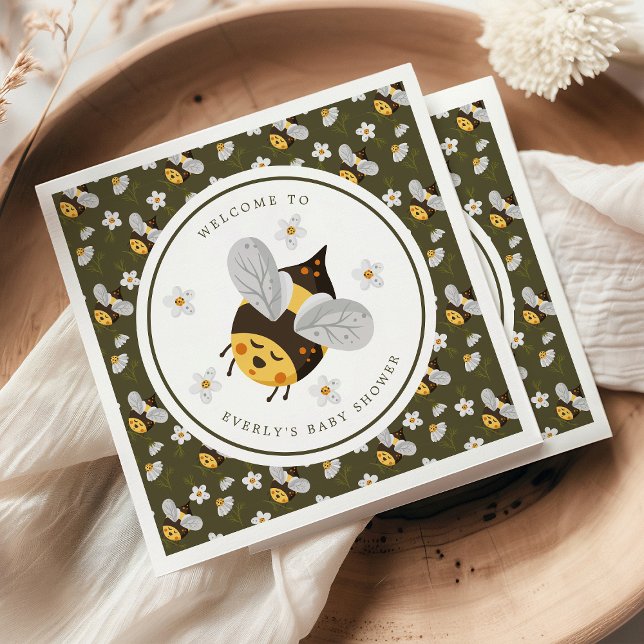 Serviette En Papier Baby shower vert d'abeille Fleur de Faisée (Créateur téléchargé)