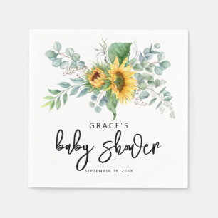 Serviette En Papier Baby shower vert de tournesol russe Eucalyptus