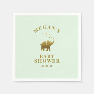 Serviette En Papier Baby shower vert Golden Elephant Mint