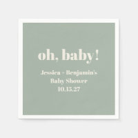 Baby shower vert moderne de taille mignonne Nom pe