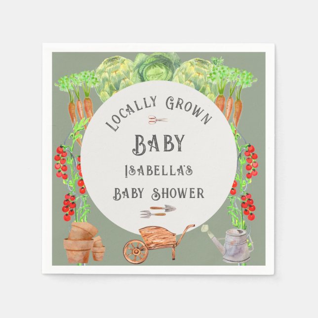 Serviette En Papier Baby shower vert pour bébé cultivé localement (Devant)