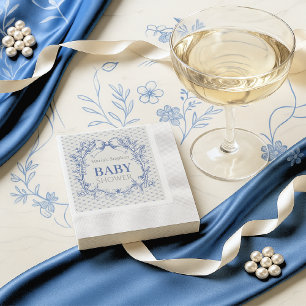 Serviette En Papier baby shower vintage Coquette Blue Bow