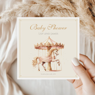 Serviette En Papier Baby shower vintage d'aquarelle de cheval rose