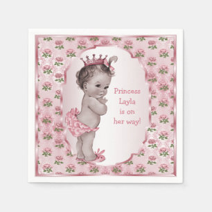 Serviette En Papier Baby shower vintage de princesse Pink Roses