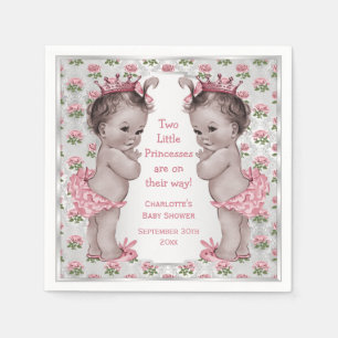 Serviette En Papier Baby shower vintage de princesse Roses Silver de