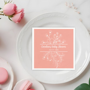 Serviette En Papier Baby shower Vintage floral de Pêche