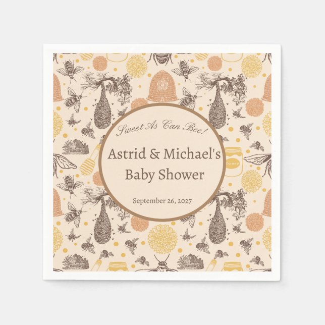 Serviette En Papier Baby shower vintage Honey Bumblebee (Devant)