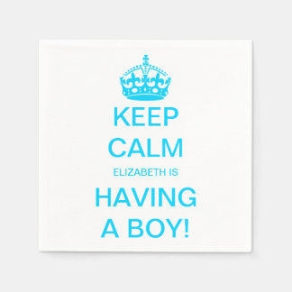 Serviette En Papier Baby-Shower Vintage Keep Calm Garçon Bleu