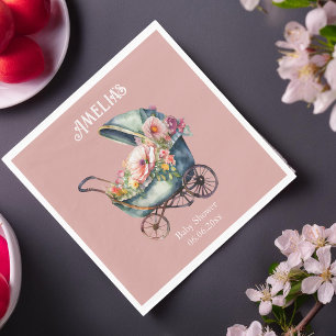 Serviette En Papier Baby shower Vintage Pink personnalisé