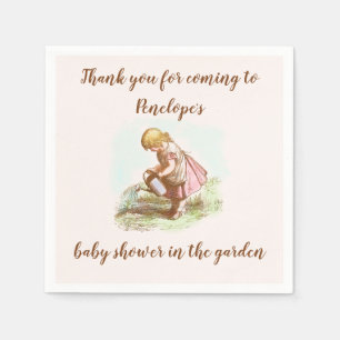Serviette En Papier Baby shower vintage pour filles dans le jardin