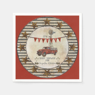 Serviette En Papier Baby shower vintage rustique d'étoile de ferme de