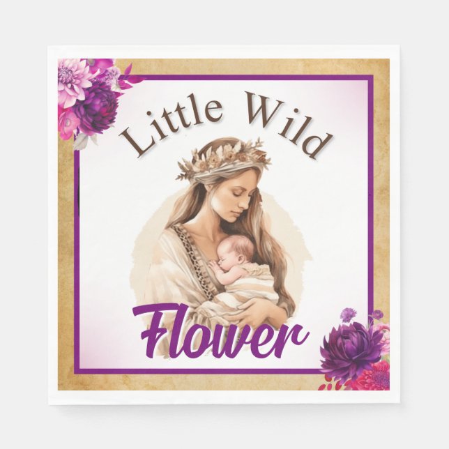 Serviette En Papier Baby shower violet Boho (Devant)