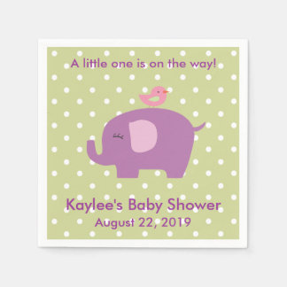 Serviette En Papier Baby shower Violet Eléphant Polka Dot Napkins