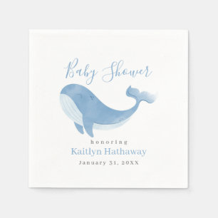 Serviette En Papier Baby shower Watercolor Blue Whale