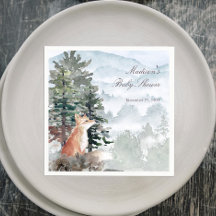 Baby shower Watercolor Woodland Forest Fox