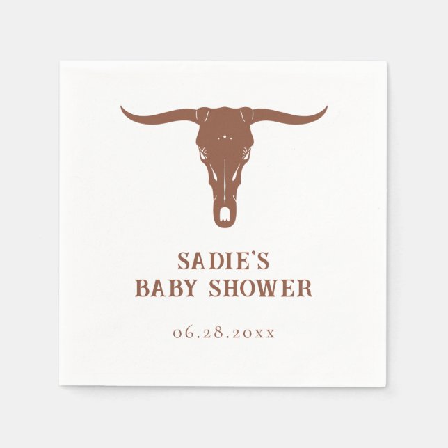 Serviette En Papier Baby shower Western Terracotta Cowboy (Devant)