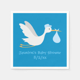 Serviette En Papier Baby shower Whimsical Boy Stork