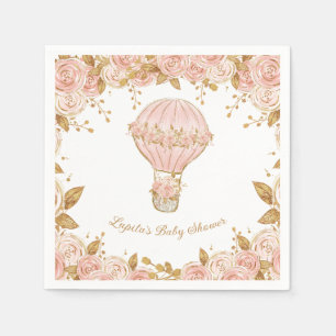 Serviette En Papier Baby shower Whimsical Hot Air Balloon Girl