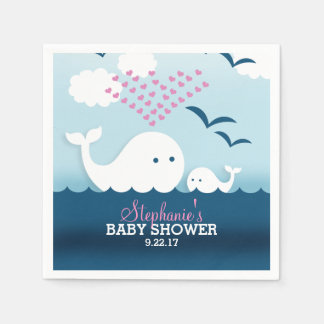 Serviette En Papier Baby shower Whimsical Whales (fille)