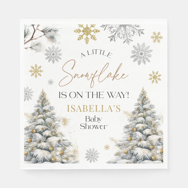 Serviette En Papier Baby shower Winter Wonderland (Devant)