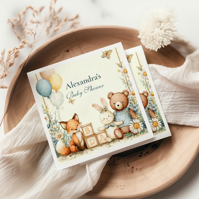 Serviette En Papier Baby shower Woodland Baby Friends (Créateur téléchargé)